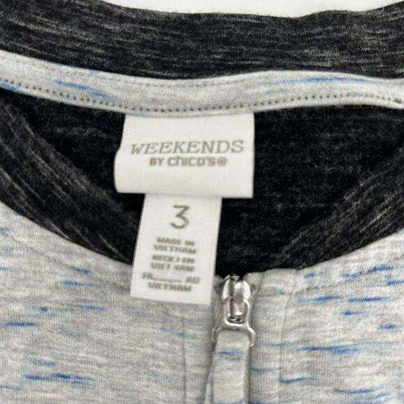 Chico's Weekends Sweater XL Women's 1/4 Zip Pullover Stretchy Pockets - Picture 3 of 4
